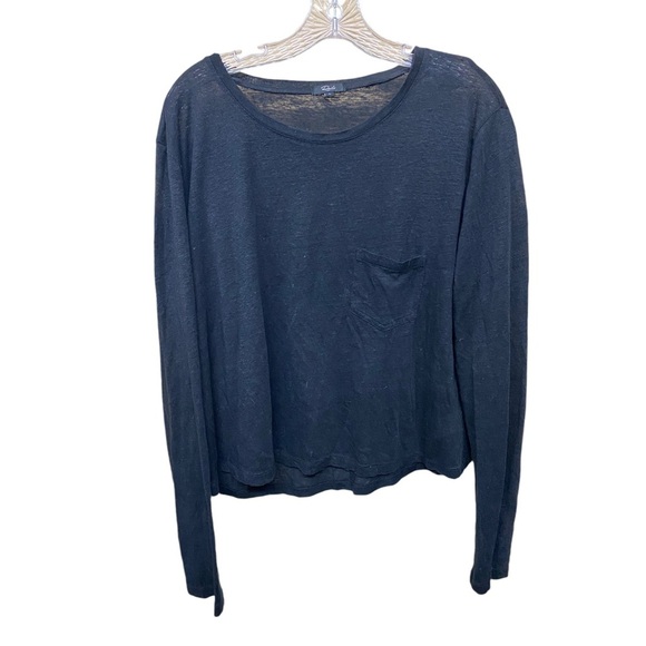 Rails black long sleeve top large linen blend - Picture 1 of 5